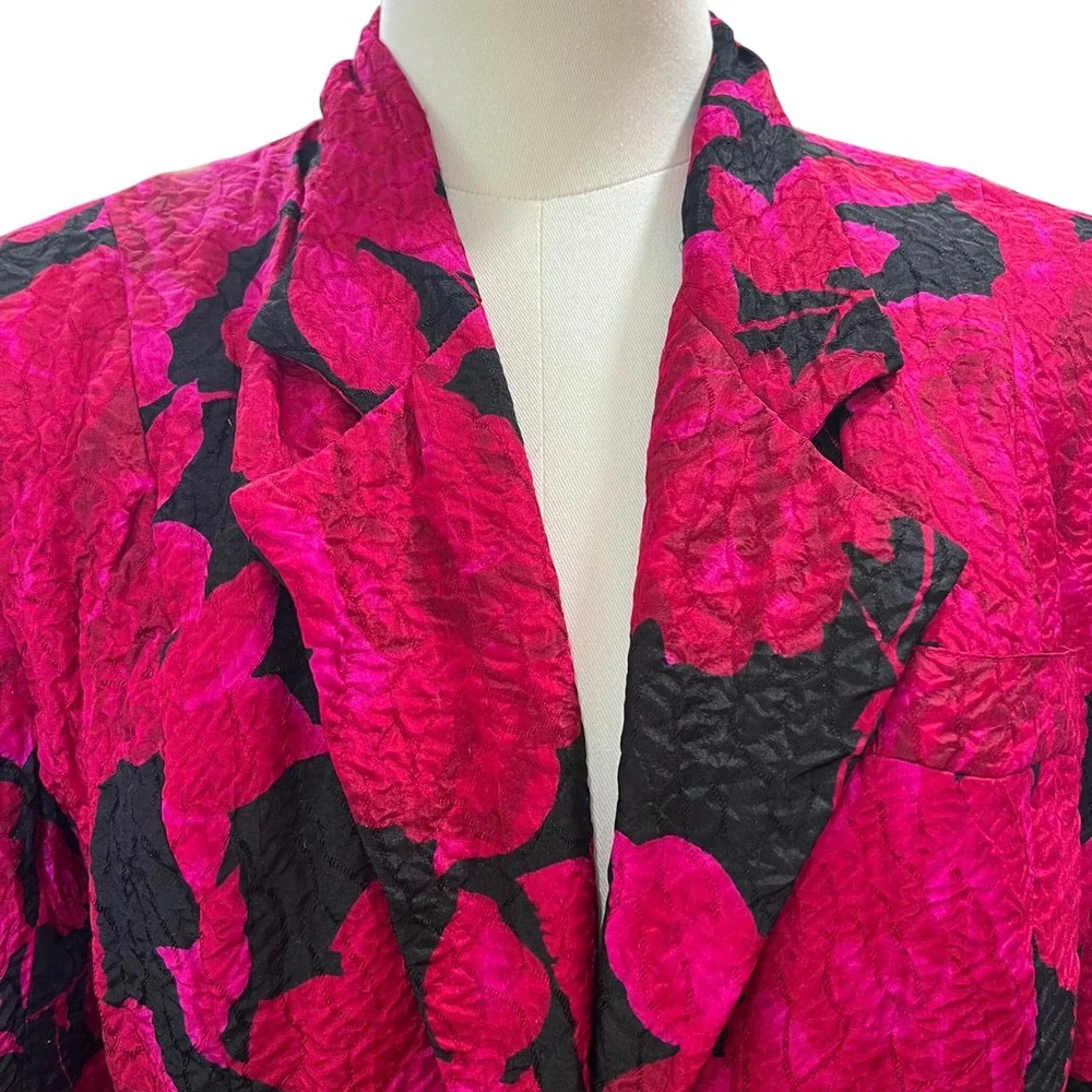 Vintage Rickie Freeman Teri Jon Silk Brocade Strapless Dress Set Fuchsia Black 6